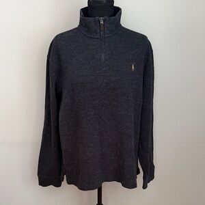 Polo Ralph Lauren Men’s Quarter Zip estate rib Sweater Charcoal Gray Size Large